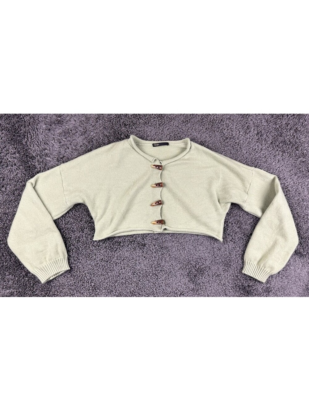 Maje Womens Cropped Cardigan Size 3 Large Sage Green Toggle Button Cotton